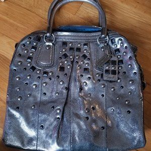 Coach Kristin gunmetal/pewter studded handbag